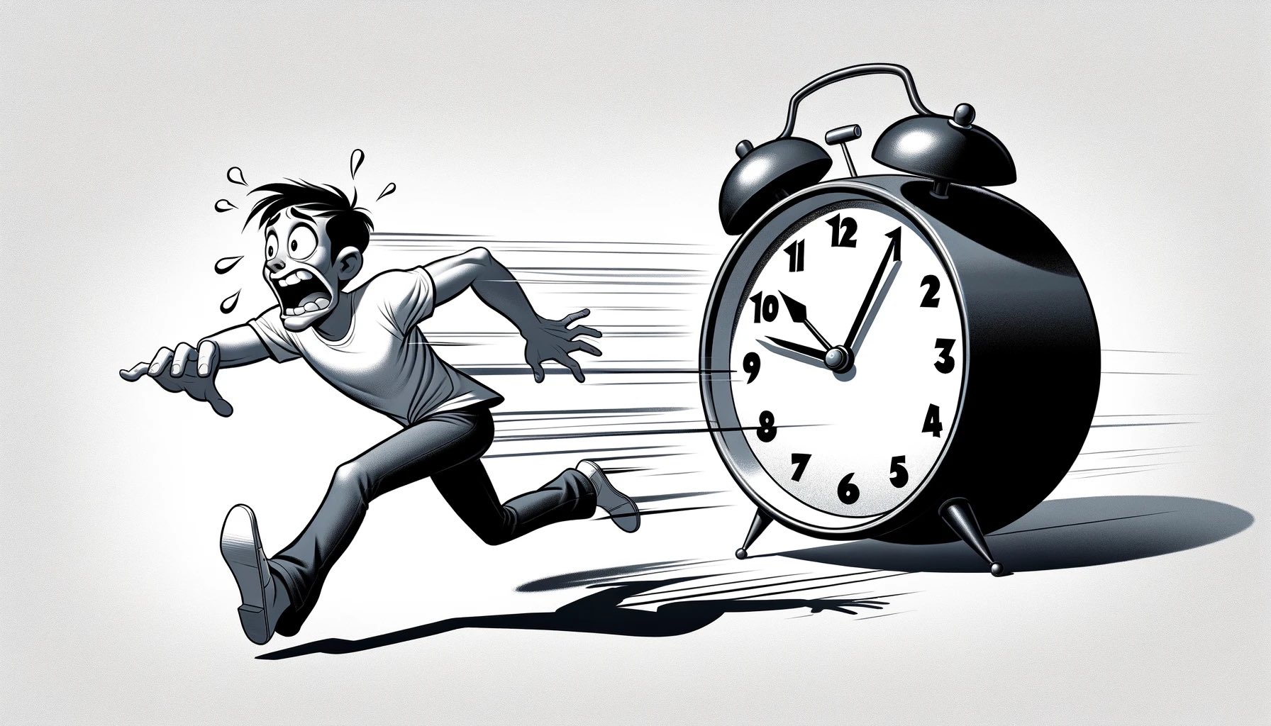 A man running from a clock.
