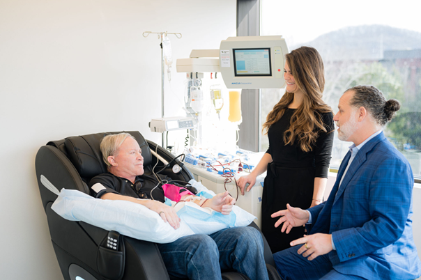 A man undergoing plasma exchange therapy