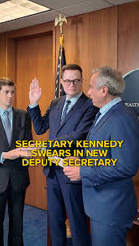 Robert F. Kennedy Jr. swears in the new deputy secretary of the US Department of Health and Human Services