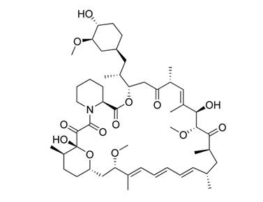 The chemical structure of rapamycin